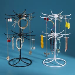 Metal Double-Layer Jewelry Display Stand Necklace Bracelet String Hanger Hair Accessories Rack Jewelry Storage Organizer