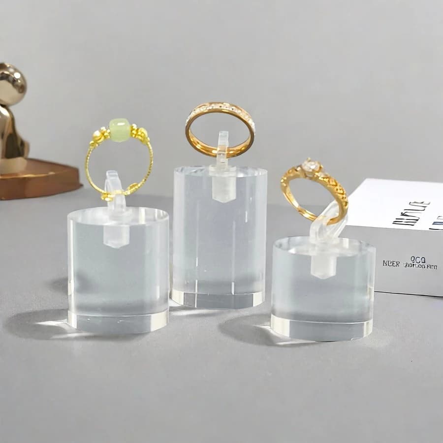 Clear Acrylic Ring Holder Display Stands Jewelry Organizer with Clips Joyeros Organizador De Joyas Packaging Storage Props Riser