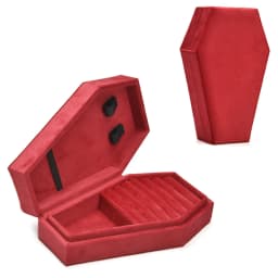 TAIMY Retro Velvet Coffin Shape Jewelry Box Gothic Vampire Red Jewelry Box Portable Ring Necklace Storage Box Fast Delivery