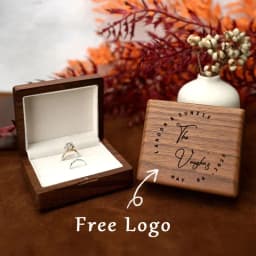 10*8cm Personalized Engraved Wooden Jewelry Box With Bag Ring Earrings Holder Big Walnut Jewels Storage & Display Box Free Logo