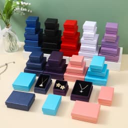 24pcs Bulk 9x9x3cm Jewelry Travel Organizer Gift Box with Black Velvet Sponge Earrings Ring Necklace Storage Cardboard Dust Case