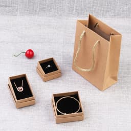 12pcs Brown Paper Jewelry Box Bracelet Necklace Ring Earrings Boxes Wedding Gifts Packaging Case Container Organizer Accessories