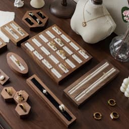Walnut Ring Display Plate Jewelry Display Stand Black Beige Ring Holder Jewelry Bottom Storage Organizer Photography Props
