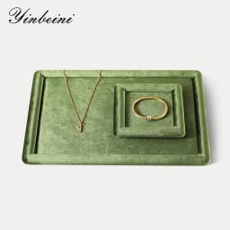 Yinbeini Velvet Jewelry Flat Tray Ring Pendant Bracelet Necklace Display Tray Jewelry Storage Organizer Plate P082