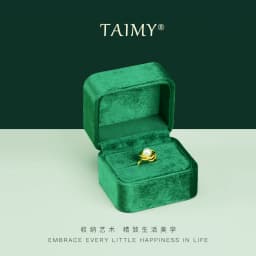 TAIMY Engagement Ring Box Single Slot Ring Boxes Velvet Portable Jewelry Bearer Holder for Proposal Wedding Ceremony Custom Logo