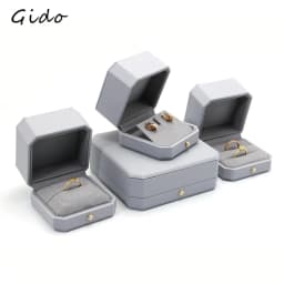 Grey Jewelry Gift Box Ring Earring Necklace Pendant Packaging Set Wedding Engagement Ring Case Bracelet Storage Box