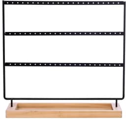 Earring Holder Stand 3-Tier 69 Holes Earring Organizer Stand Display with Wooden Storage Tray Desktop Bracelet Jewelry Holder