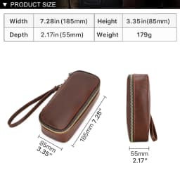 Portable Genuine Leather Tobacco Pipe Bag Can Hold Two Pipes Zippered Cigarette Holder Smoking Paper Holder Case Wallet Bag