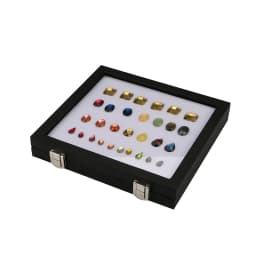 Jewelry Display Box Black Patent Leather Buckle Transparent Gem Box Diamond Ring Face Bare Stone Color Treasure Bare Diamond Box