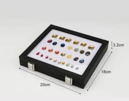 Jewelry Display Box Black Patent Leather Buckle Transparent Gem Box Diamond Ring Face Bare Stone Color Treasure Bare Diamond Box