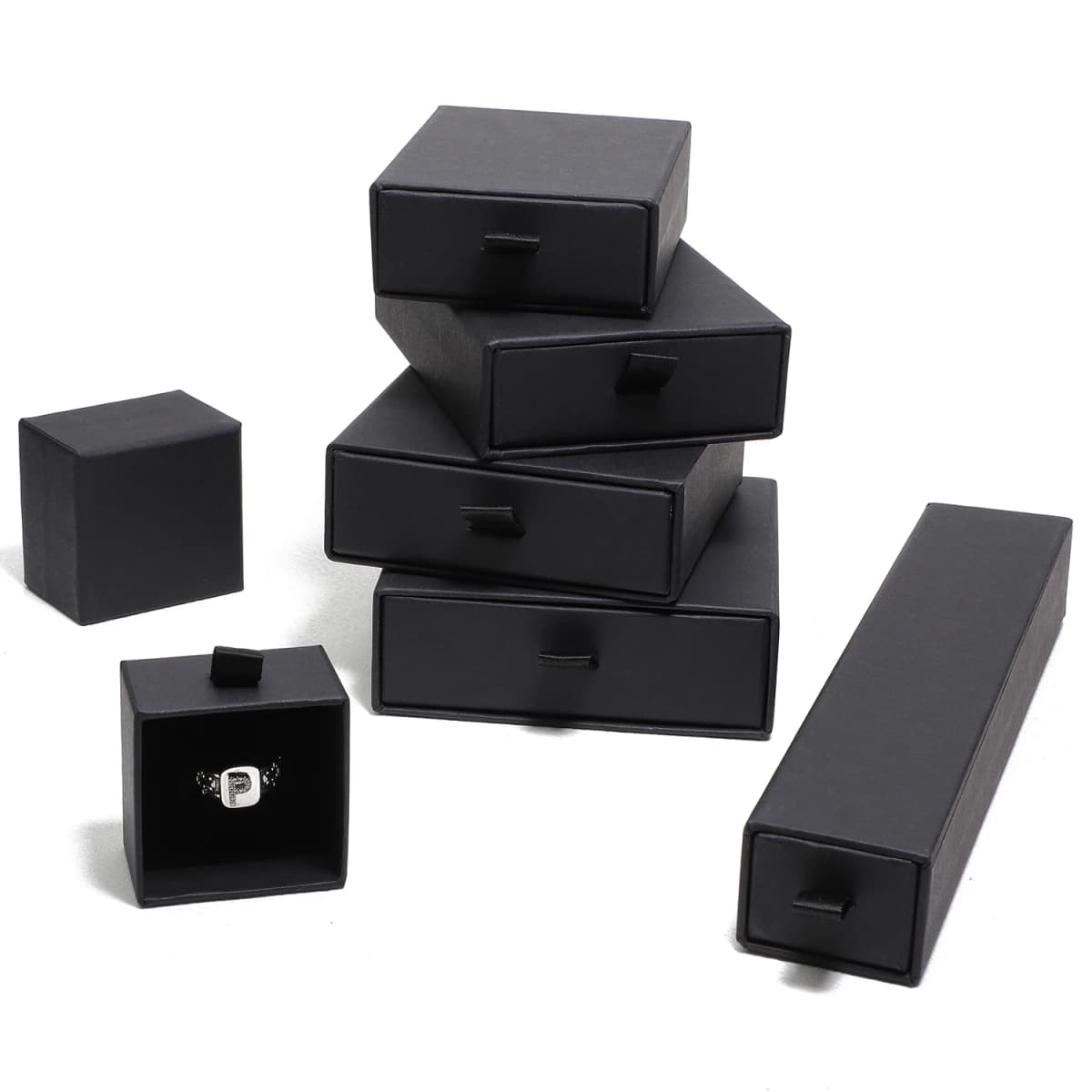 Drawer Style Jewelry Box Multiple-Use Jewelry Packaging Box for Necklace Bracelet Ring Exquisite Jewelry Packaging Box in Black