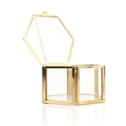 Hot Sale High-end Hexagonal Ring Box Gold And Jewelry Accessory Box Golden Glass Luxurious And Retro Jewelry Storage Box