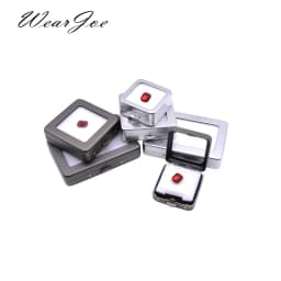 Loose Diamond or Gemstone Display Box Jewelry Beads Pearls Storage Holder Show Container Metal Glass Top Gem Subscription Case