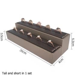PU Brown Ring Earrings Pendant Necklace Jewelry Display Stand Set Tray Bangle Bracelet Storage Case Holder Organizer Kit