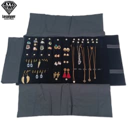 Travel Jewelry Organizer Portable Velvet Ring Earrings Pendant Necklace Holder Bracelet Carrying Storage Bag Foldable Roll Pouch