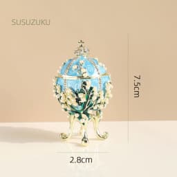 Faberge Egg Classic Vintage Jewelry Trinket Box with Enamel Rhinestones Victorian Style Ornaments Gift for Home Decor
