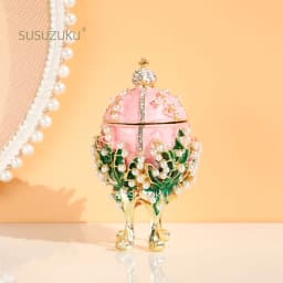 Faberge Egg Classic Vintage Jewelry Trinket Box with Enamel Rhinestones Victorian Style Ornaments Gift for Home Decor