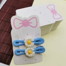 50pcs 6x10cm Pink Hair Clip Bow Display Cards for DIY Hair Jewelry Barrette Hairpin Packaging Cardboard Retail Display Holder