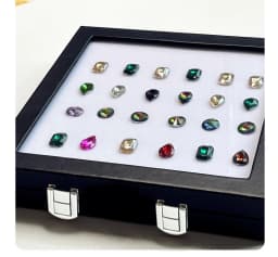 Gemstone Diamond Jewelery Display Storage Transparent Glass Lid Box Pendant Earrings Gem Stone Holder Organizer case