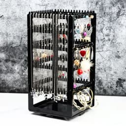 Rotating Jewelry Display Stand Earclip Earnail Earring Storage Stand Portable Earaccessory Storage Box Hanging Necklace Stand
