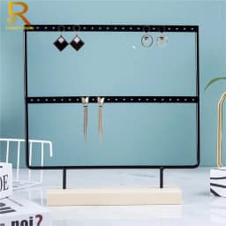 Luxury Countertop Pendant Earrings Display Stand Metal Hanger Solid Wood Piercing Jewelry Ear Studs Hanging Holder Storage Rack