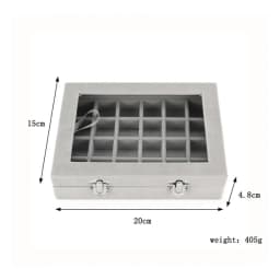 Velvet Glass Ring Earring Jewelry Display Organizer Box Storage Organizer Box Divider Soft Gray Velvet Ring Case Jewellery Tray