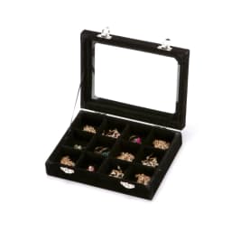 Velvet Glass Ring Earring Jewelry Display Organizer Box Storage Organizer Box Divider Soft Gray Velvet Ring Case Jewellery Tray