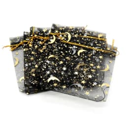 50pcs Gauze Bag Star-Moon Black Bags 9*12cm Special Design Organza Package Bronzed Wedding Gift Candy Jewelry Package