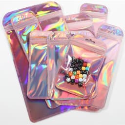 50pcs Iridescent Self Sealing OPP Bags Laser Iridescent Zip lock Resealable Package Pouch Retail DIY Jewelry Storage Accessories