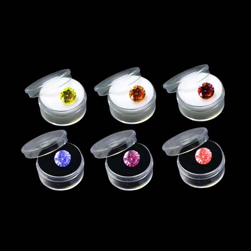12Pcs/lot Round Bare Diamond Box Diamond Gemstone Bead Storage Box Jewelry Sample Clear Display Container Gem Packaging Case