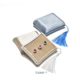 TAIMY Velvet Tassel Ring Necklace Bracelet Suede Custom Logo Travel Jewelry Box Wedding Gifts for Guests Women Storage Case