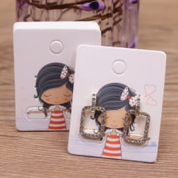 50pc/lot 5x4cm Hot Sale New Cute Girl Flower Series Stud Drop Earring Package Card Pattern Thank You /Yellow Tree Earring Tag