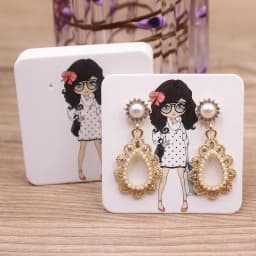 50pc/lot 5x4cm Hot Sale New Cute Girl Flower Series Stud Drop Earring Package Card Pattern Thank You /Yellow Tree Earring Tag