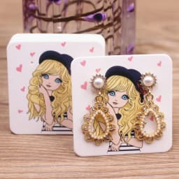 50pc/lot 5x4cm Hot Sale New Cute Girl Flower Series Stud Drop Earring Package Card Pattern Thank You /Yellow Tree Earring Tag