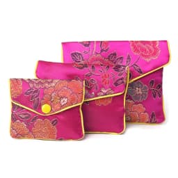Chinese Brocade Handmade Silk Embroidery Padded Zipper Small Jewelry Gift Storage Pouch Bag Snap Case Satin Coin Purse Wholesale