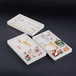 Jewelry Organizer Velvet Jewelry Storage Tray Display Ring Bracelet Necklace Storage Box Showcase Drawer Organizer Trays Beige