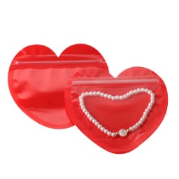 10pcs/50pcs Heart Shaped Sealing Jewelry Pouches Bag Transparent Plastic Durable Zipper Lock Convenient Packaging Bags Wholesale