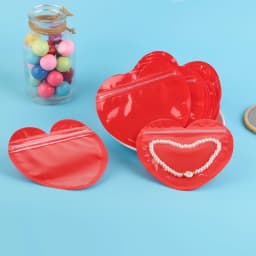 10pcs/50pcs Heart Shaped Sealing Jewelry Pouches Bag Transparent Plastic Durable Zipper Lock Convenient Packaging Bags Wholesale