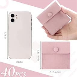 Microfiber Jewelry Pouch 8x8cm, Jewelry Packaging Bag Luxury Small Jewelry Gift Bags Necklace Package Snap Button with Divider