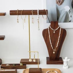 Walnut Wood Model Bust Wooden Jewelry Display Necklace Pendants Mannequin Hanging Earring Holder Jewelry Stands Organizer Rack