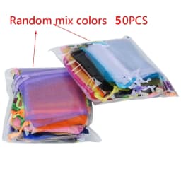50pcs 24 Colors Jewelry Bag 5*7 7*9 9*12 10*15cm Wedding Gift Organza bag Jewelry Packaging Display & Jewelry Pouches