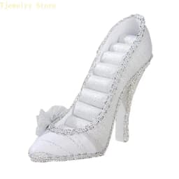 Elegant High Heel Jewelry Organizers Display Stand Fabric Texture for Earrings Necklaces Rings and Accessories