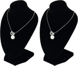 2pcs Short Black Velvet Necklace Small Holder Stand Display Stands Mannequin Bust Jewelry Organizer Displays