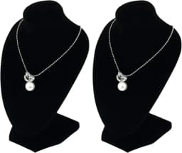 2pcs Short Black Velvet Necklace Small Holder Stand Display Stands Mannequin Bust Jewelry Organizer Displays