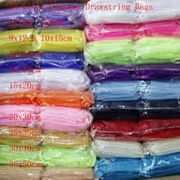 100pcs/Lot 24 Color 20x30 25x35 30x40 35x50cm Organza Drawstring Bags& Pouches Jewelry Bags Drawstring Bags Gift Packaging Bags
