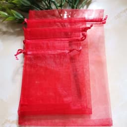 Wholesale 100-1000Pcs/lot Red Organza Packaging Bags Drawstring Jewelry Bag Christmas Goodie Bag Wedding Birthday Party Supplies