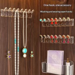 3Pcs Wall Mounted Jewelry Organizer for Bedroom Acrylic Flower Design Earring Necklace Holder