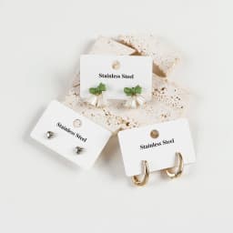 50pcs 6.4x4cm Jewelry Cards with Stainless Steel White Paper Retail Chain Earring Display Bag for Selling Stand Storage Material
