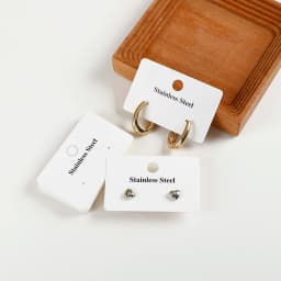 50pcs 6.4x4cm Jewelry Cards with Stainless Steel White Paper Retail Chain Earring Display Bag for Selling Stand Storage Material