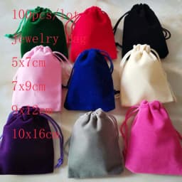 100Pcs/Lot 5x7cm 7x9cm 9x12cm Multicolor Drawstrings Velvet Gift Bags Jewelry Packaging Pouches Wedding Christmas Gift Bags